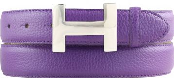 Damen-Gürtel HAILEY aus gemasertem Leder mit Steppnaht 3,0 cm Silber Lila