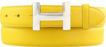 Damen-Gürtel HAILEY aus gemasertem Leder mit Steppnaht 3,0 cm Silber Gelb