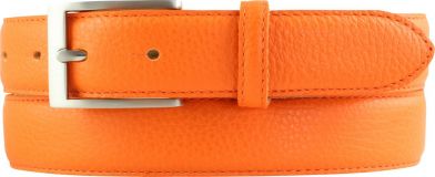 Anzug-Gürtel aus gemasertem Leder mit Steppnaht 3,0 cm Orange