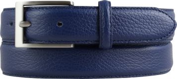 Anzug-Gürtel aus gemasertem Leder mit Steppnaht 3,0 cm Blau