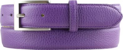 Anzug-Gürtel aus gemasertem Leder mit Steppnaht 3,0 cm Lila