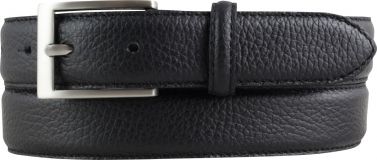 Anzug-Gürtel aus gemasertem Leder mit Steppnaht 3,0 cm Schwarz