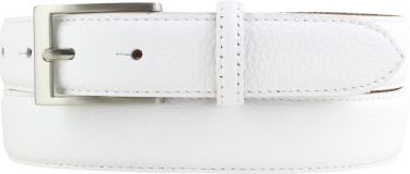 Anzug-Gürtel aus gemasertem Leder mit Steppnaht 3,0 cm Weiß