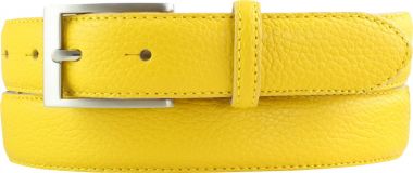 Anzug-Gürtel aus gemasertem Leder mit Steppnaht 3,0 cm Gelb