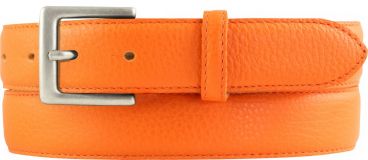 Chino-Gürtel aus gemasertem Leder mit Steppnaht 3,0 cm Orange
