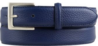 Chino-Gürtel aus gemasertem Leder mit Steppnaht 3,0 cm Blau