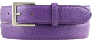 Chino-Gürtel aus gemasertem Leder mit Steppnaht 3,0 cm Lila