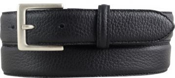 Chino-Gürtel aus gemasertem Leder mit Steppnaht 3,0 cm Schwarz
