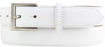 Chino-Gürtel aus gemasertem Leder mit Steppnaht 3,0 cm Weiß