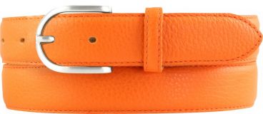 Damen-Gürtel aus gemasertem Leder mit Steppnaht 3,0 cm Orange