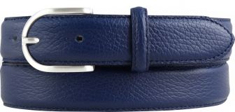 Damen-Gürtel aus gemasertem Leder mit Steppnaht 3,0 cm Blau