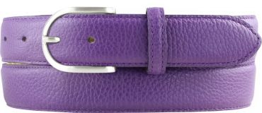Damen-Gürtel aus gemasertem Leder mit Steppnaht 3,0 cm Lila
