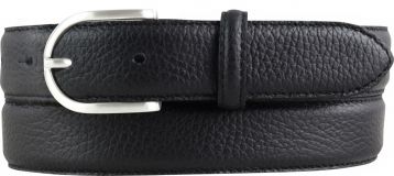 Damen-Gürtel aus gemasertem Leder mit Steppnaht 3,0 cm Schwarz