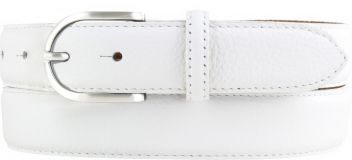 Damen-Gürtel aus gemasertem Leder mit Steppnaht 3,0 cm Weiß