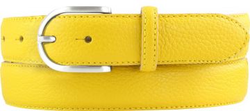 Damen-Gürtel aus gemasertem Leder mit Steppnaht 3,0 cm Gelb