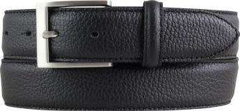 Anzug-G�rtel aus gemasertem Leder mit Edelstahl-G�rtelschnalle 3,5 cm Schwarz