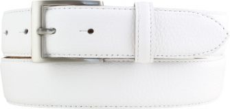 Anzug-G�rtel aus gemasertem Leder mit Edelstahl-G�rtelschnalle 3,5 cm Wei�