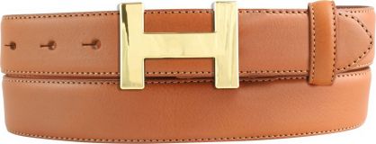 Damen-Gürtel HELLA aus Vollrindleder bombiert 3,0 cm Gold Tabac