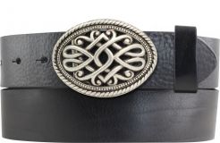 Gürtel aus Vollrindleder mit Ornament-Schließe 4,0 cm Schwarz
