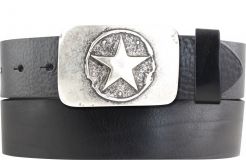 G�rtel aus Vollrindleder mit Stern-Schlie�e 4,0 cm Schwarz