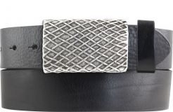 Gürtel aus Vollrindleder mit Pattern-Schließe 4,0 cm Schwarz
