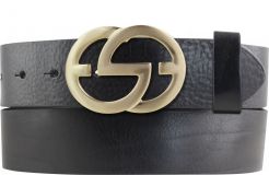 Designer-Gürtel EMMA aus Vollrindleder 4,0 cm Gold Schwarz