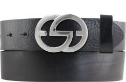 Designer-Gürtel EMMA aus Vollrindleder 4,0 cm Silber Schwarz