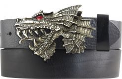 Gürtel aus Vollrindleder mit Drachenkopf-Schließe 4,0 cm Schwarz