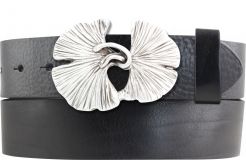 Gürtel aus Vollrindleder mit Ginko-Schließe 4,0 cm Schwarz