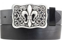 G�rtel aus Vollrindleder mit Lilien-Schlie�e 4,0 cm Schwarz