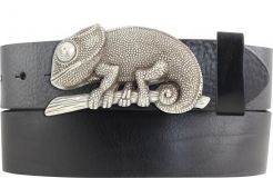 Gürtel aus Vollrindleder mit Chamäleon-Schließe 4,0 cm Schwarz