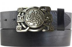 G�rtel aus Vollrindleder mit keltischer Schlie�e 4,0 cm Schwarz