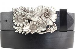 G�rtel aus Vollrindleder mit Kolibri-Schlie�e 4,0 cm Schwarz