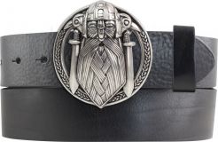 Gürtel aus Vollrindleder mit Wikinger-Schließe 4,0 cm Schwarz