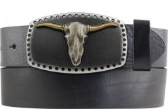 G�rtel aus Vollrindleder mit Boss Bull-Schlie�e 4,0 cm Schwarz