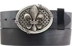 Gürtel aus Vollrindleder mit Noble Lily-Schließe 4,0 cm Schwarz