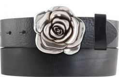 Gürtel aus Vollrindleder mit A Rose-Schließe 4,0 cm Schwarz
