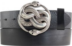 Gürtel aus Vollrindleder mit Snakes-Schließe 4,0 cm Schwarz