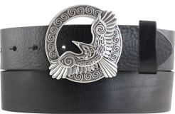 Gürtel aus Vollrindleder mit Celtic Crow-Schließe 4,0 cm Schwarz