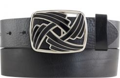 Gürtel aus Vollrindleder mit Black Lines-Schließe 4,0 cm Schwarz