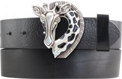 Gürtel aus Vollrindleder mit Giraffe-Schließe 4,0 cm Schwarz