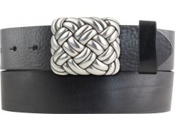 Gürtel aus Vollrindleder mit Knoten-Schließe 4,0 cm Schwarz