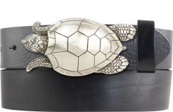 Gürtel aus Vollrindleder mit Schildkröte-Schließe 4,0 cm Schwarz