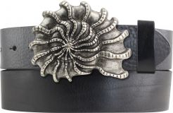 Gürtel aus Vollrindleder mit Muschel-Schließe 4,0 cm Schwarz