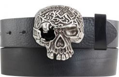 Gürtel aus Vollrindleder mit Black Death-Schließe 4,0 cm Schwarz