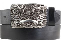 Gürtel aus Vollrindleder mit Eagle-Schließe 4,0 cm Schwarz