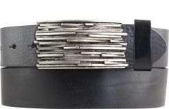 Gürtel aus Vollrindleder mit Stripes-Schließe 4,0 cm Schwarz