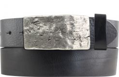Gürtel aus Vollrindleder mit Used Hammered-Schließe 4,0 cm Schwarz