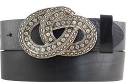 Gürtel aus Vollrindleder mit Tangled Bling-Schließe 4,0 cm Schwarz