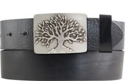 Gürtel aus Vollrindleder mit Tree of Life-Schließe 4,0 cm Schwarz